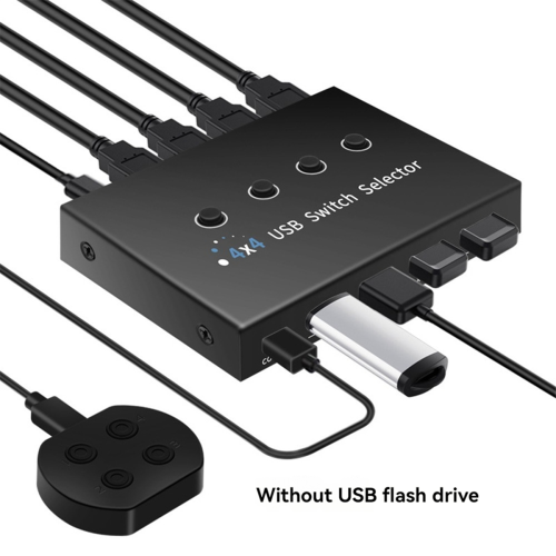 4 In 4 Out KVM USB2.0 Switch Hub Adapter USB2.0 Printer for Laptop 2