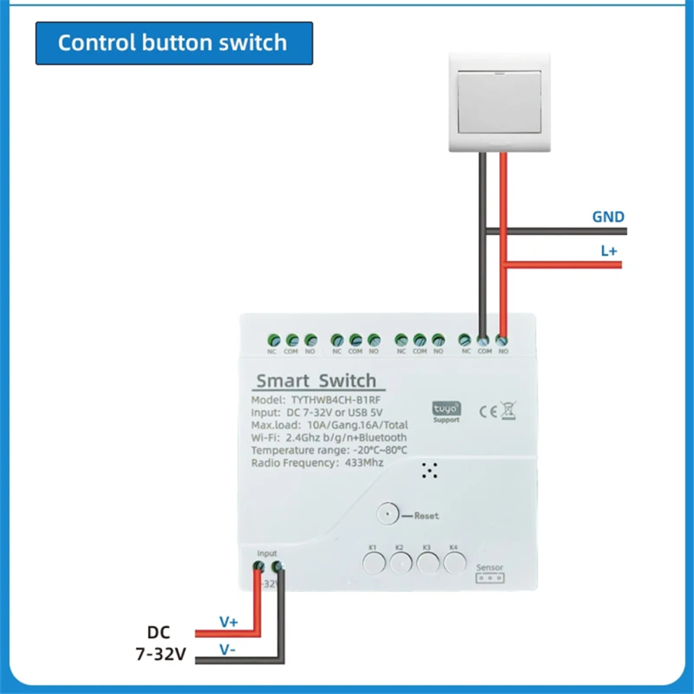 Tuya Smart Wifi 4 Channel Relay Switch Rf433 For Alexa (B) 4711781734485