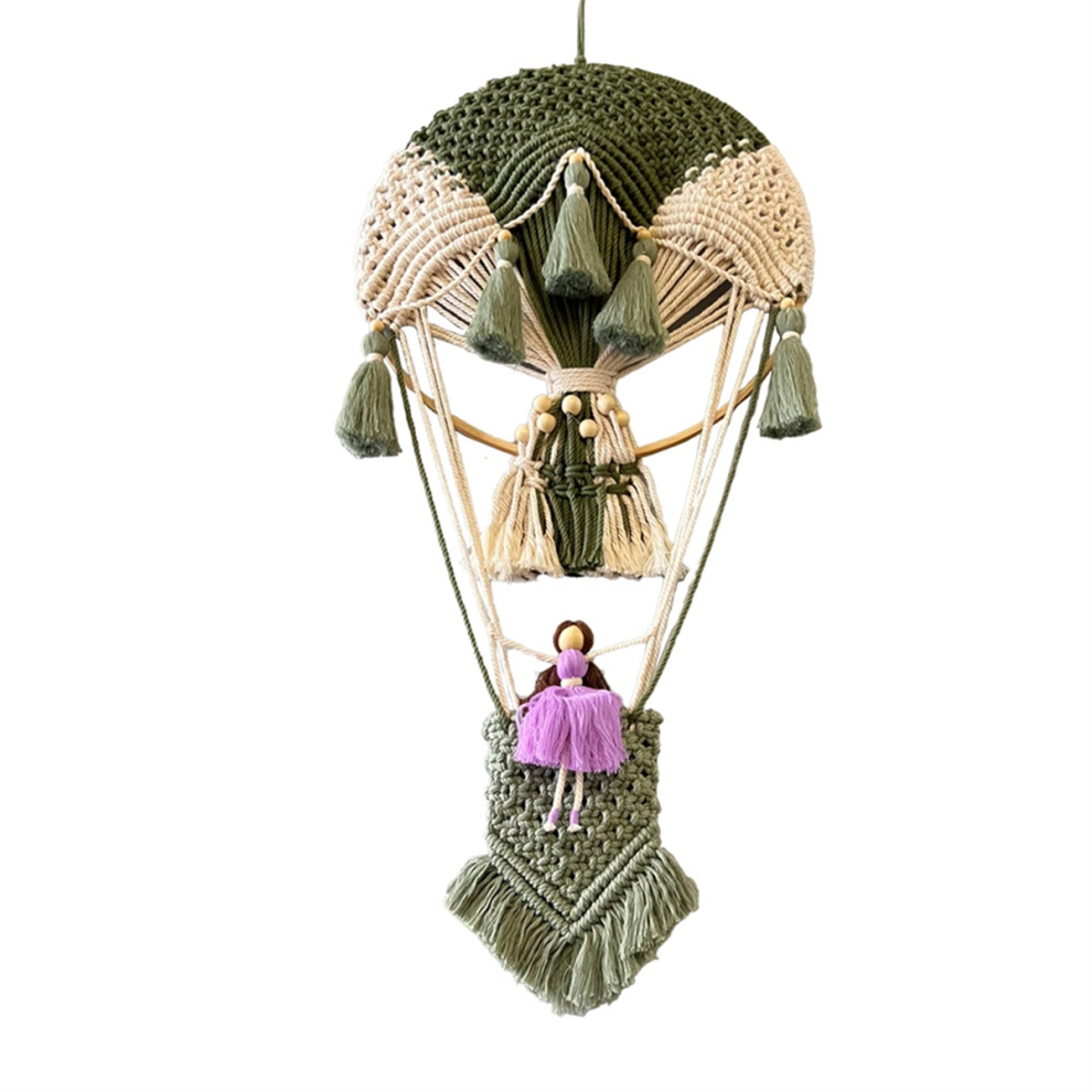 Hot Air Balloon Wall Hanging Hand-woven Tapestry ArmyGreen