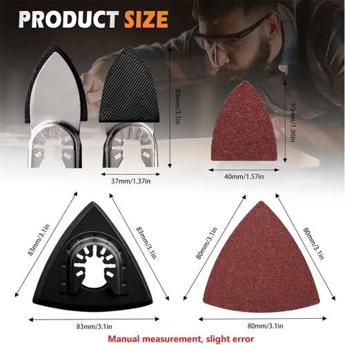 208Pcs Oscillating Tool Sanding Pads Kit,with Triangle Sanding Pads 2