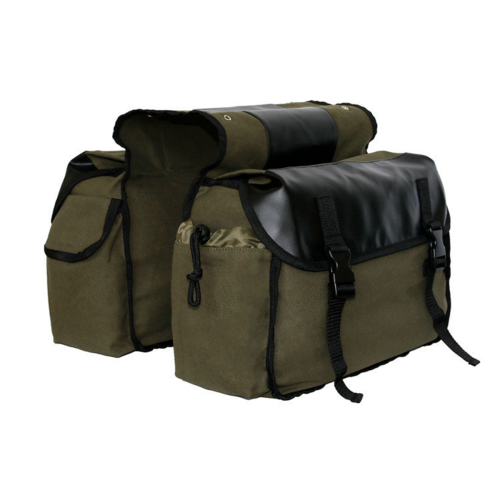 Motorcycle bicycle large capacity saddle bag ArmyGreen 1