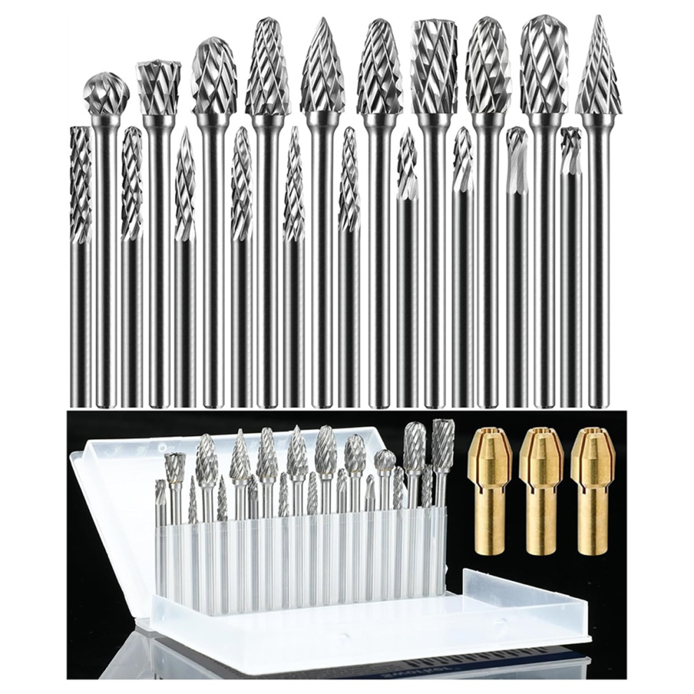 3Pcs Collects And 20Pcs 1/8Inch Shank Carbide Burr Compatible Wood 4711781738278
