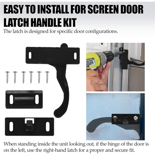 RV Screen Door Latch Handle Kit(Right Hand) and Door Slide 12In Panel 2