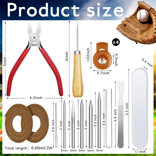 16 Pcs Glove Relacing Kit Needle Leather Cutter Scratch Awl Tool set2 1