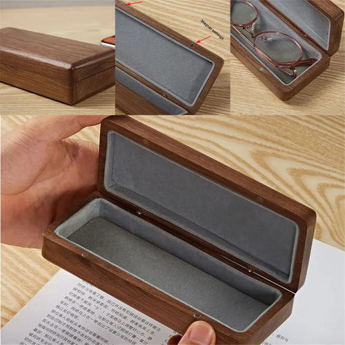 Solid Wood Glasses Case Retro Walnut Glasses Box Portable 2