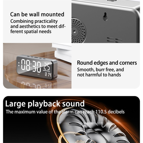 Dark Grey Smart Sound Alarm ClockWall Mounted Desk Clock 1