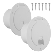 Paquete de 2 cubiertas blancas para escotilla de RV, escotilla de cable eléctrico redonda con tornillos