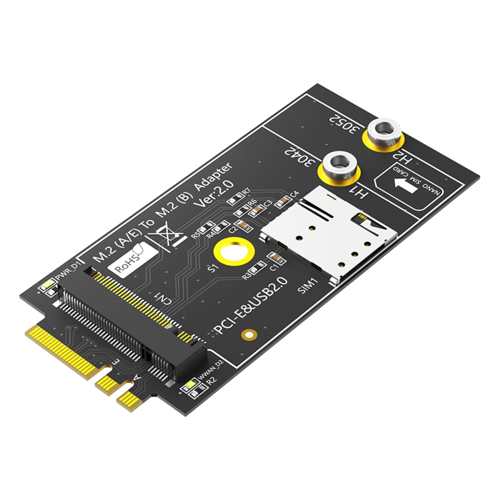 M.2 Key B To A+E Adapter With Nano Sim Card Slot For 3G/4G/5G Module 4711483159968