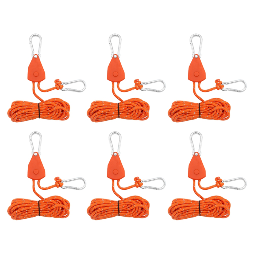 6Pcs 4Mm Camping Tent Tie Down Rope Tightener Fastening Orange 4711483159548