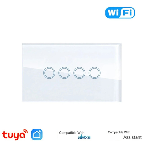 WiFi Smart Light Switch 2500W 2 Gang Touch Switch with Neutral Wire B 2