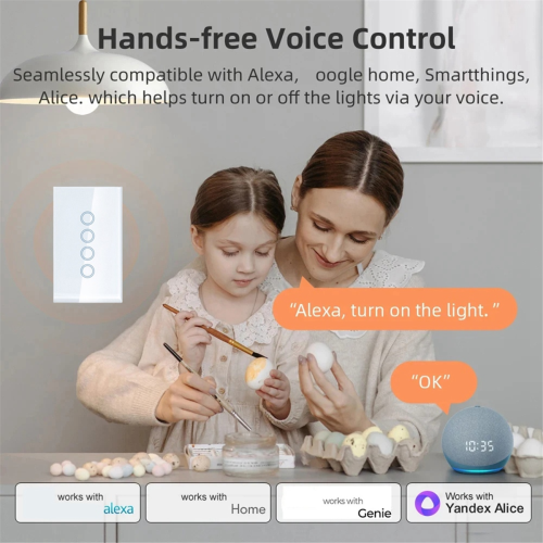 WiFi Smart Light Switch 2500W 2 Gang Touch Switch with Neutral Wire B 1