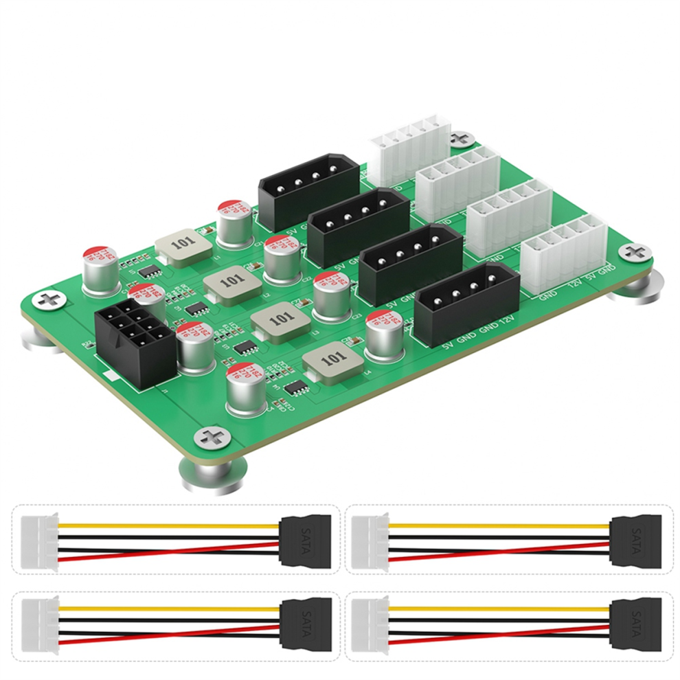 Atx 6/8Pin 12V To 8 Ways 5V/12V 3A Power Adapter For Atx Psu 4711483160285