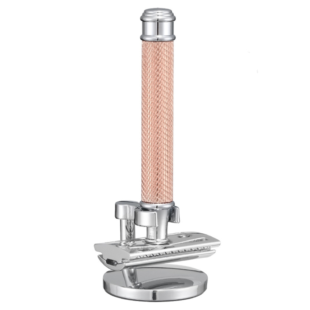 Mens Folding Shaving Double Edge Classic Shaver Rose Gold-image-OPC-PJ6HV67-NEW