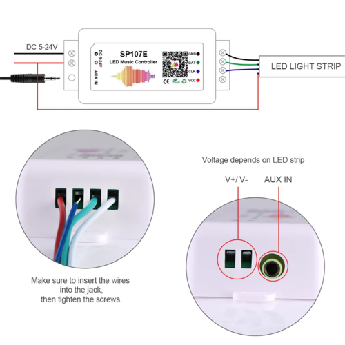 LED Strip Light Controller SP107E Music Controller for WS2812B WS2811 1