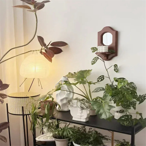 Wall Mirror with Shelf Aromatherapy Candlestick Holder Hanging Decor 2