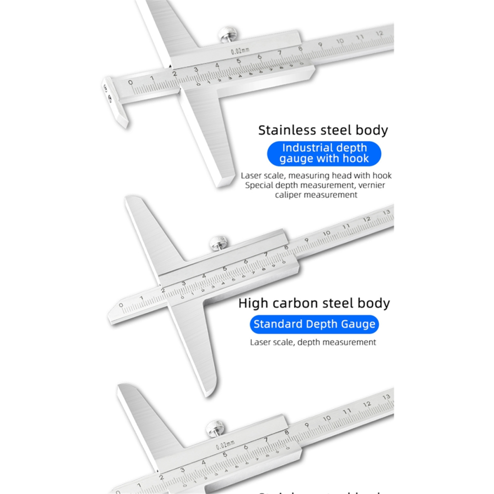 Depth Gauge Vernier Caliper Metal Calipers Woodworking Tools 200Mm 4711483197236