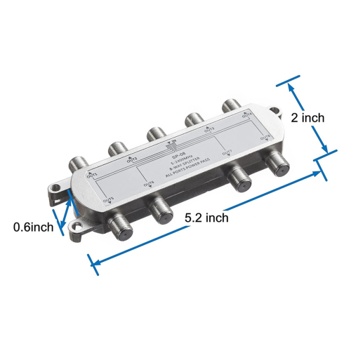 2PCS Satellite 8 Way Coaxial Cable Splitter 5-2400MHz F Type Plug 2