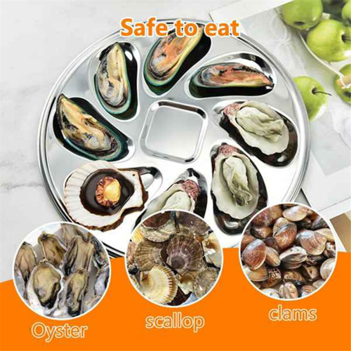 3PCS Stainless Steel Oyster Plate Serving Tray 1