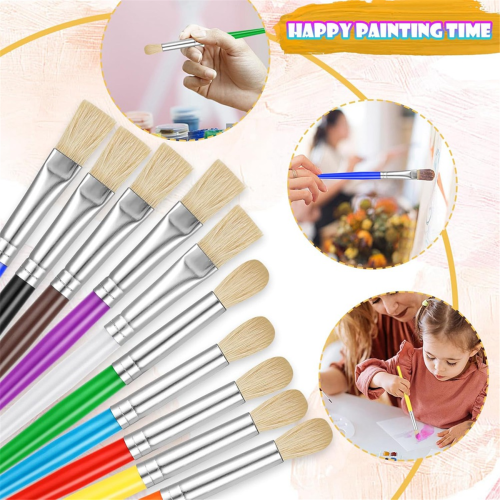 Pennelli per bambini, set da 22 pennelli rotondi e piatti 2