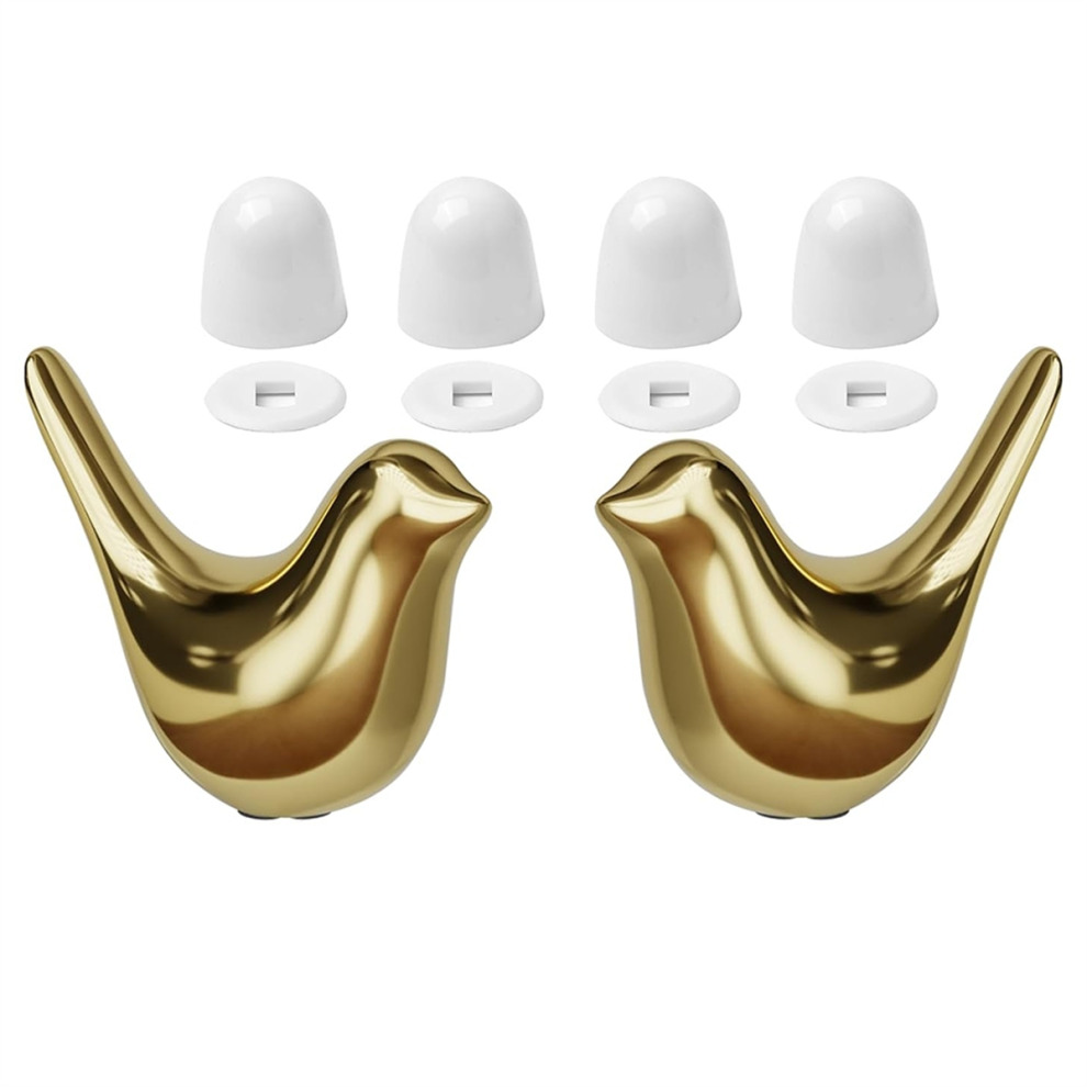 2Pcs Ceramic Gold Birds Toilet Bolt Caps With 4Pcs Toilet Bolt Covers 4711483191227