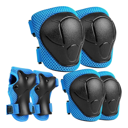 Kids Protective Gear Set Knee Elbow Pads with Wrist Guards Blue