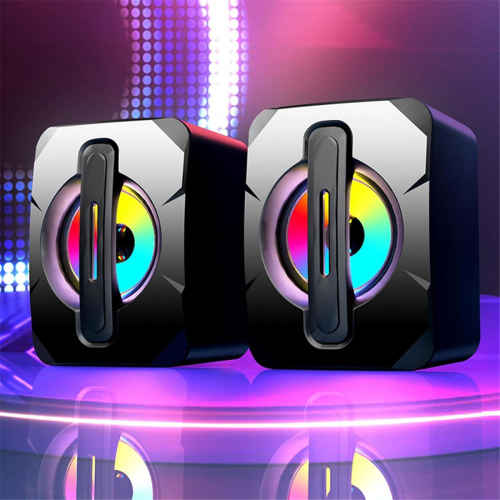 2 τεμάχια ηχείο USB Subwoofer μίνι ηχείο υπολογιστή που εκπέμπει φως 1