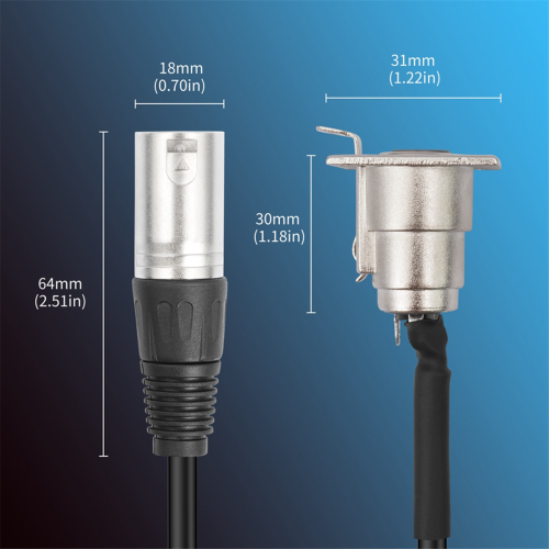 2er-Pack D-Typ-XLR-Kabel, Durchgangsstecker, Panelmontage 2