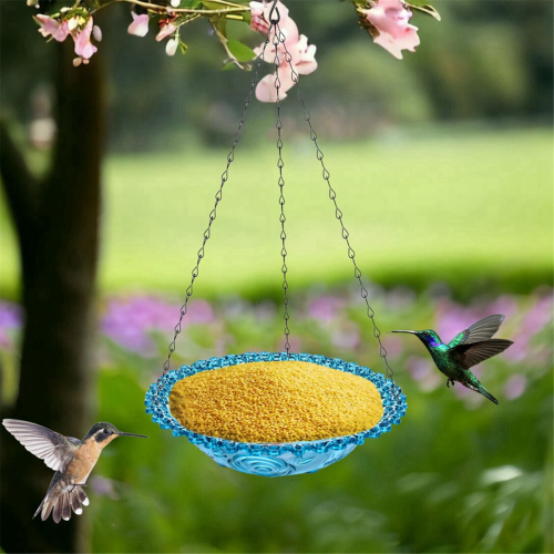 Bird Flower Shaped Hanging Bird Feeder Birdbath D 2