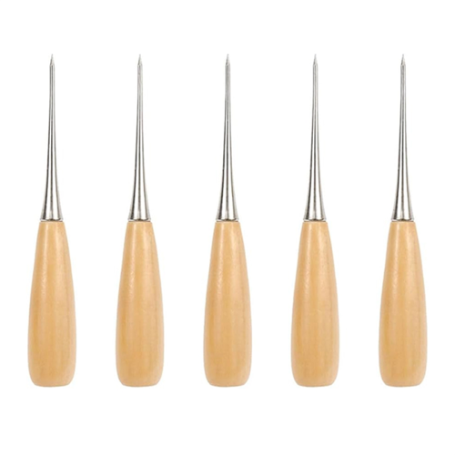 10Pcs Leather Sewing Awl with Wood Handle Leather Craft Awl Tools 1