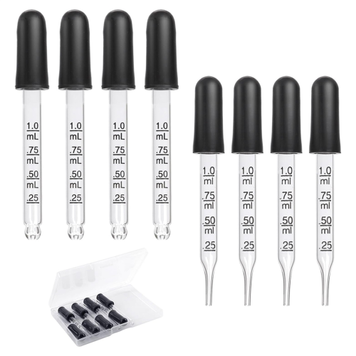 8 Stück 1 ml Augentropfer, mit Messpipetten mit Gummi 1