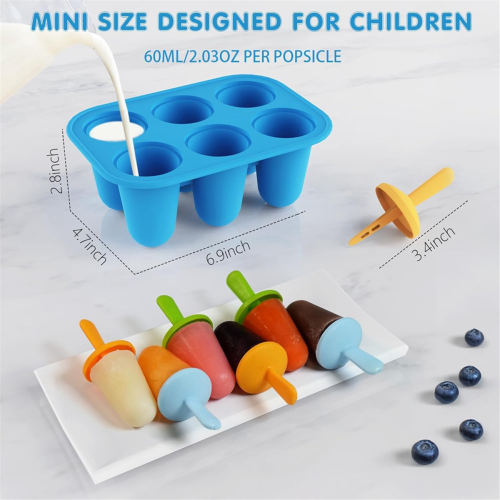 Popsicles Molds Silicone,6 Pieces Ice Mold, Toddler Popsicle Molds 2