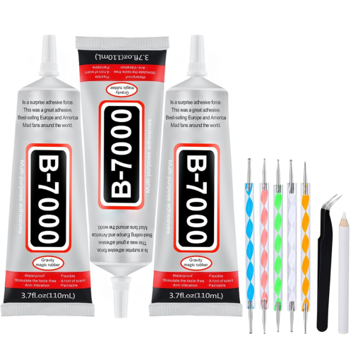 3 Stück 110 ml B7000 Kleber, transparent, mit Präzisionsspitze