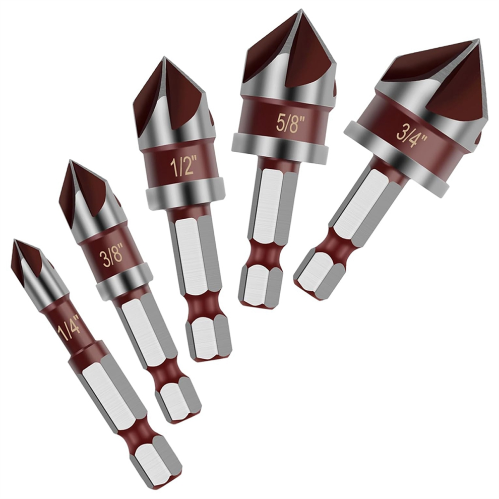 5Pcs Countersink Drill Bit Set, 82 Degree Hss Counter Sink Drill Bit 4711483111065