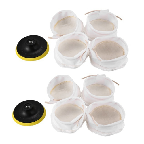10Pcs Polisher Buffer kit Soft Wool Bonnet Pad White 4 Inch
