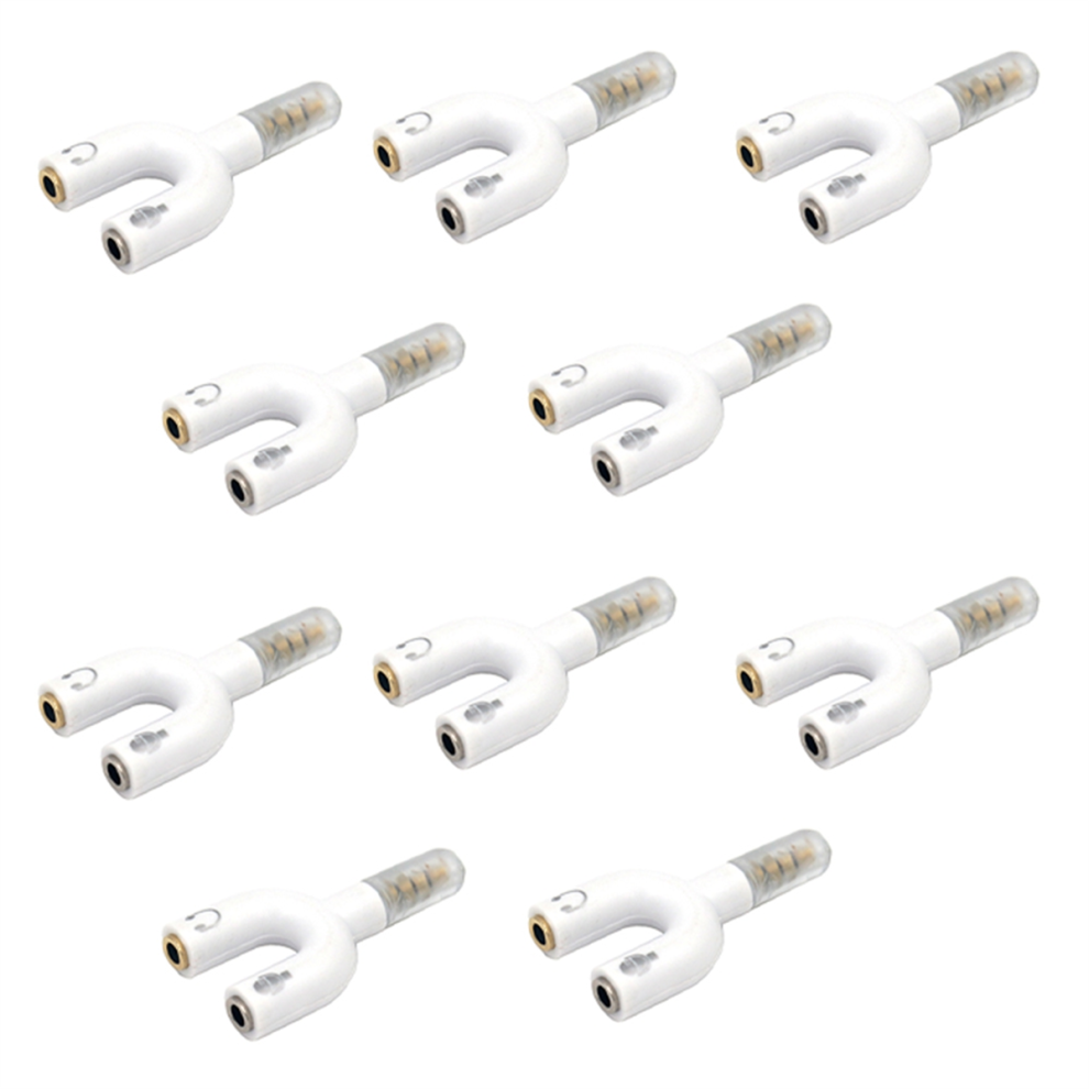 10Pcs 3.5Mm Headphone Jack Audio Splitter U Type Adapter White 4713228649093