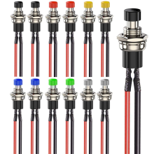 12 Stück 7 mm Mini-Drucktastenschalter, vorverdrahtet, Ein/Aus