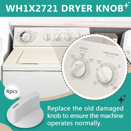 4 Pcs WH1X2721 Dryer Knob for Washer Dryer Machine,Replace AP2044893 1