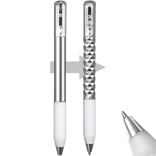 Geometric Metal Crinkle Pen Fidget, Silver 1