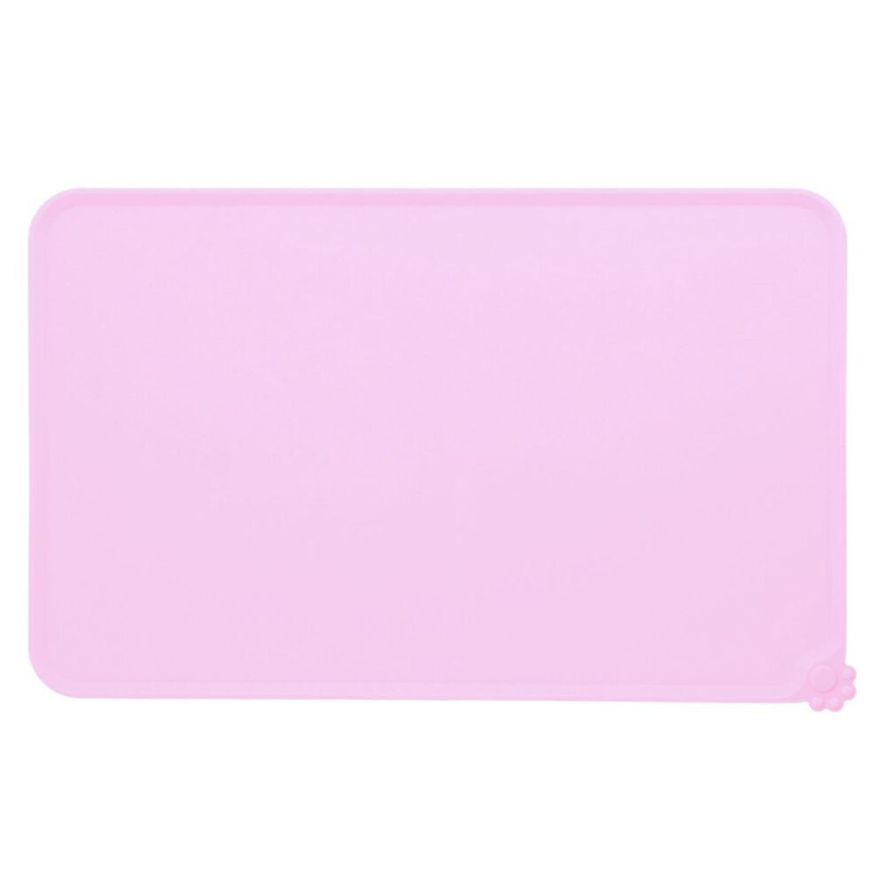 (pink) Silicone Placemat Leakage Proof Waterproof Non Slip Pet Feeding Bowl Mat Accessory(black )