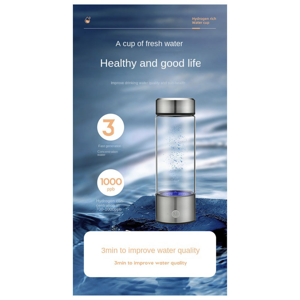 Aqua Vital Bouteille D'eau Hydrogène Portable 4000 Ppb Avec Technologie SPE/PEM, Meilleure Bouteille D'eau à Hydrogène Pour Eau Structurée, Maison, Bureau, Fitness Et Bien-être A (1700 Ppb