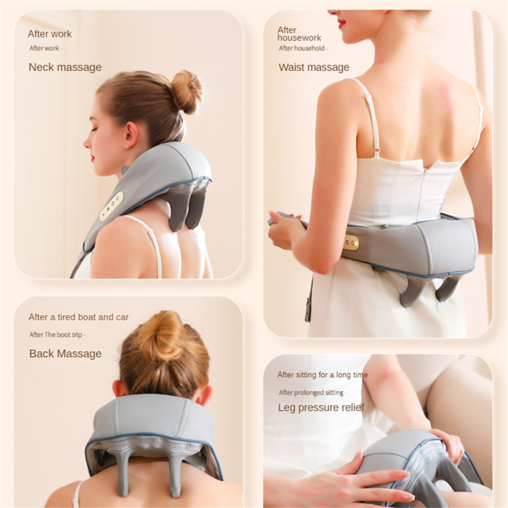Grey 6D Kneading Massage Electric Massager Neck