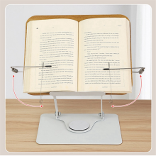 Soporte para libros con base giratoria de 360 y clips de papel, panel de madera