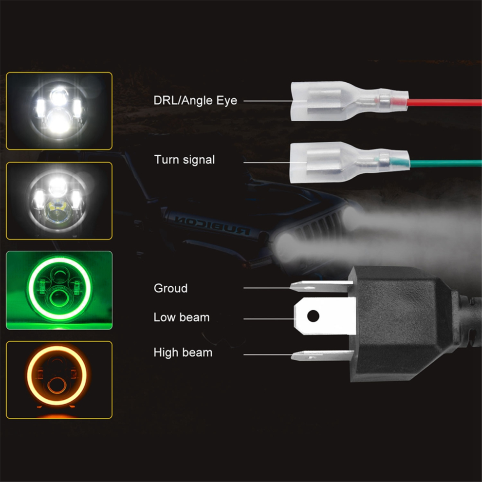 7 Inch Led Headlight Hi/Lo Beam With Green 4853127696795