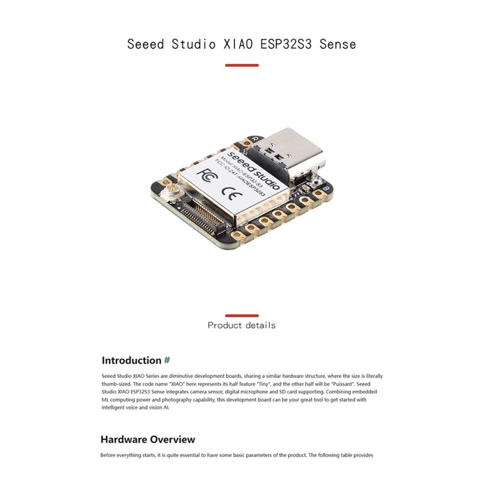 Carte de développement du module caméra XIAO ESP32S3 Sense Seeeduino ...