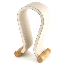 Soporte de cuero en forma de U para auriculares de juegos de PC, color blanco crema