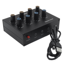 AU-404 Stereo Sound Vier Multi Input Output Mixer Audio Musik Mischen