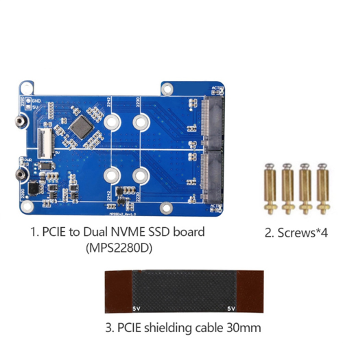 MPS2280D dla 5 dysków PCIE do M.2 Dual NVME SSD HAT 2