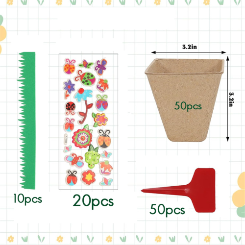 Garten-Papiertopf-Bastelset, 50 Stück Pappmaché-Töpfe, Torf-Blumentöpfe 2