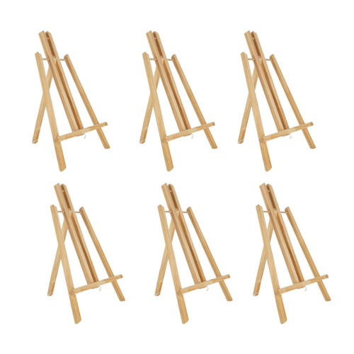 Conjunto de 6 cavaletes de madeira de 40 cm (16 polegadas), suporte para pintura em tela.
