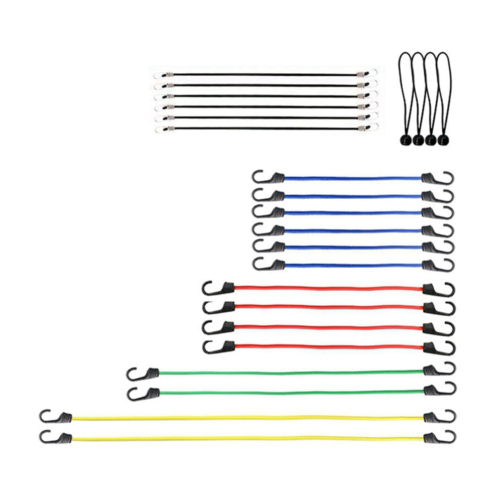 24Pcs Heavy Duty Bungee Cords With Hooks Rope Luggage Packing Strap 4853127632717